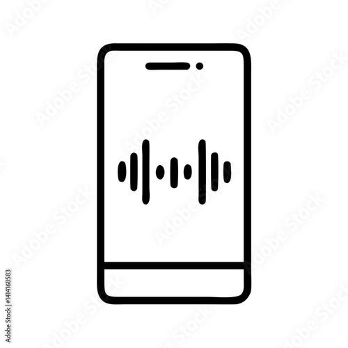 Minimalistic voice recognition icon on smartphone screen with clean lines and tech style