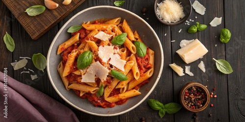Overhead Shot of Penne Past...