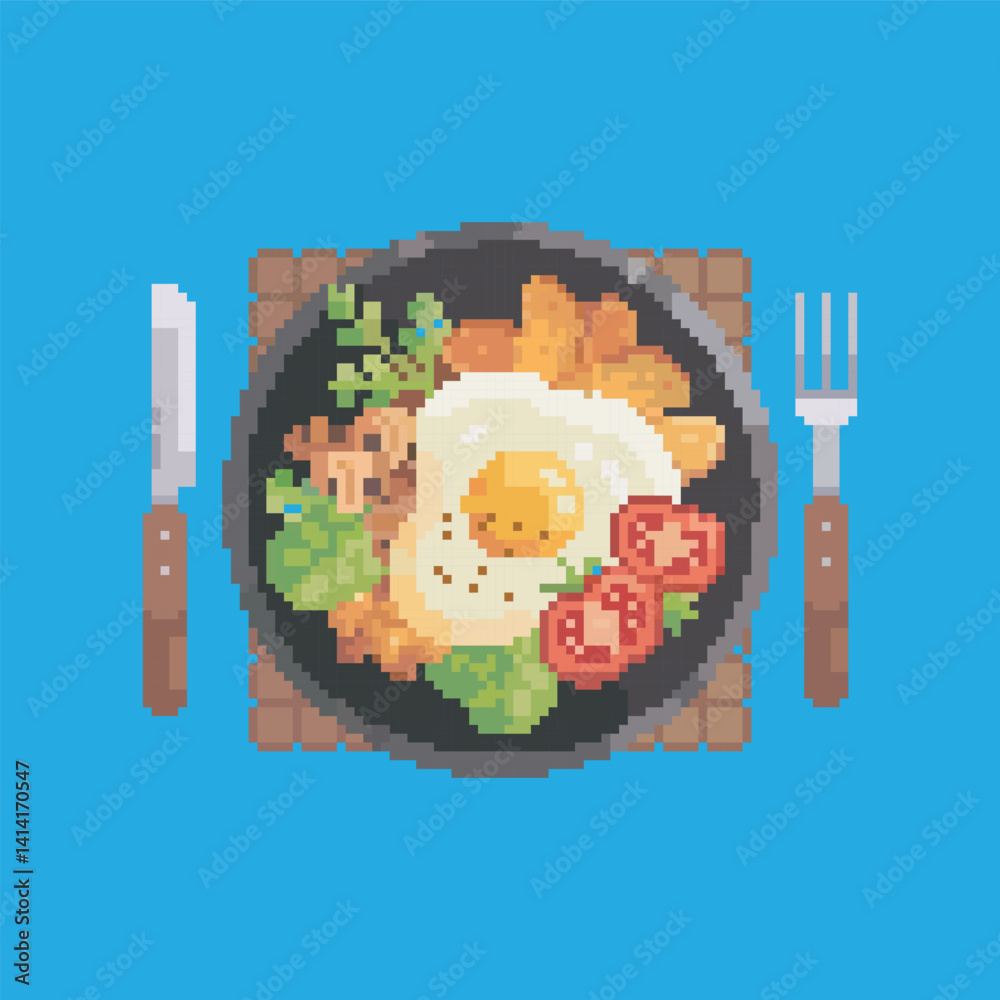 Naklejka premium healthy food pixel art, vector illustration on isolated background. 