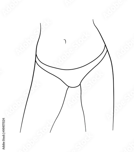 women panties swimsuit black and white drawing sketch