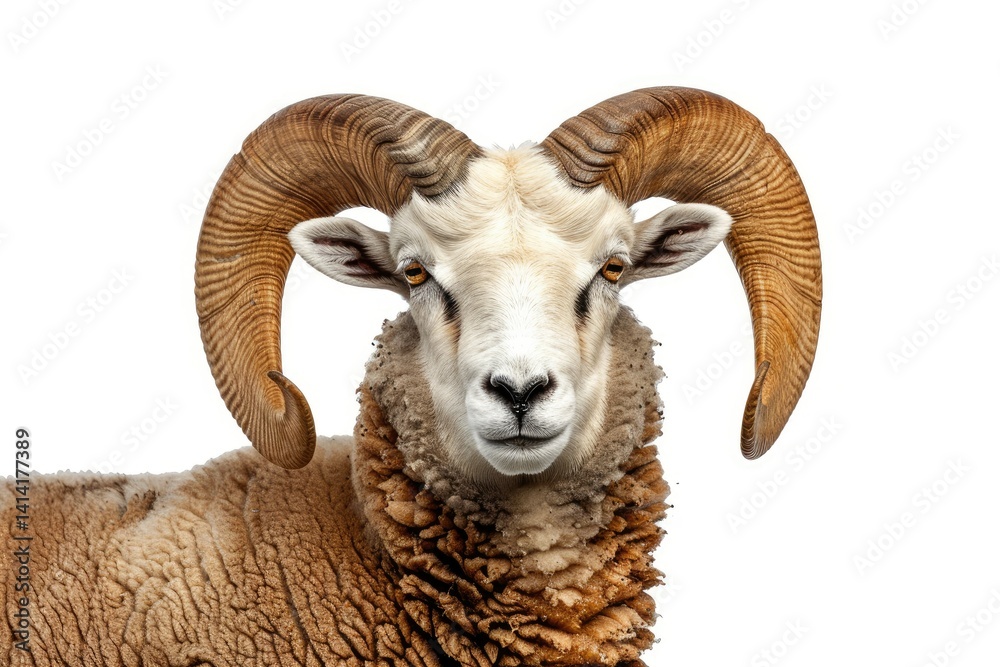 High Quality Image of Horned Sheep Isolated on Transparent Background High Quality Image of Horned Sheep Isolated on Transparent Background