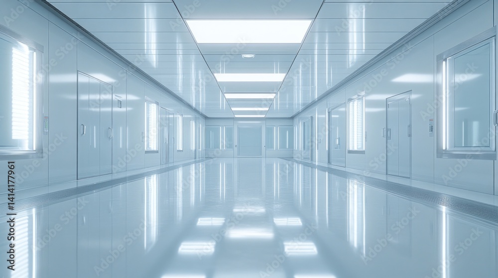 Fototapeta premium Cleanroom equipped with advanced air filtration systems and strict particle control measures ensures a sterile environment for sensitive operations