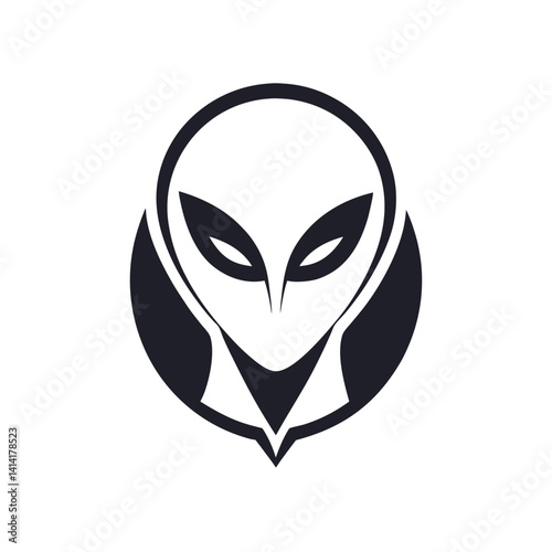 stylized alien face minimalist logo design