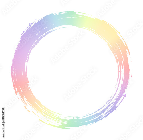 round circle frame - rainbow grunge brush stroke style (artwork 3)
