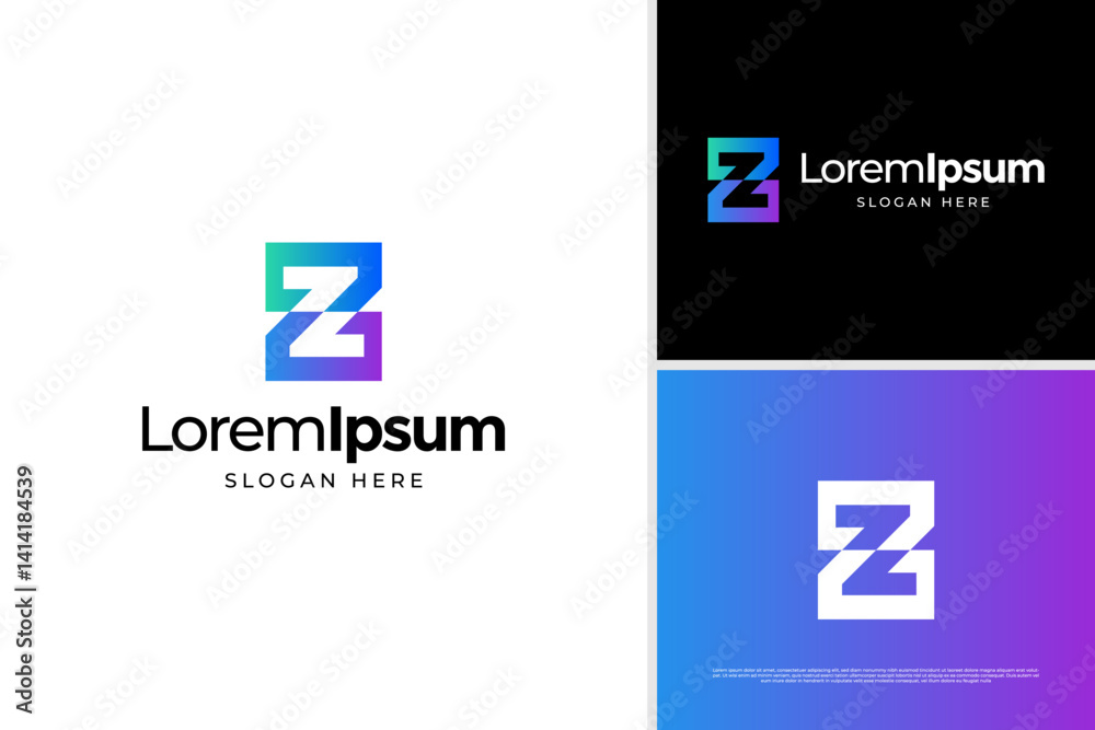 Colorful Letter Z Geometric shape with negative space style logo vector design template Colorful Letter Z Geometric shape with negative space style logo vector design template