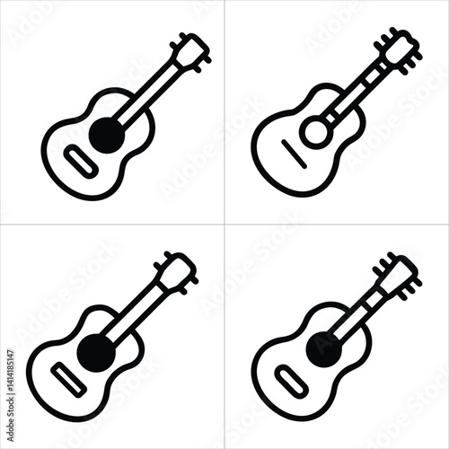 acoustic guitar icon set
