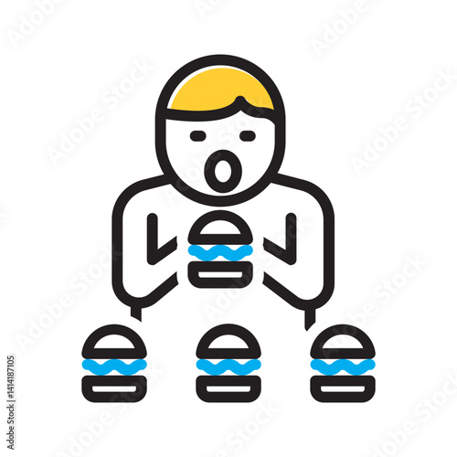 Vector multi color icon for Eating disorder