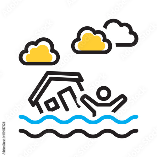 Vector multi color icon for Flood damage