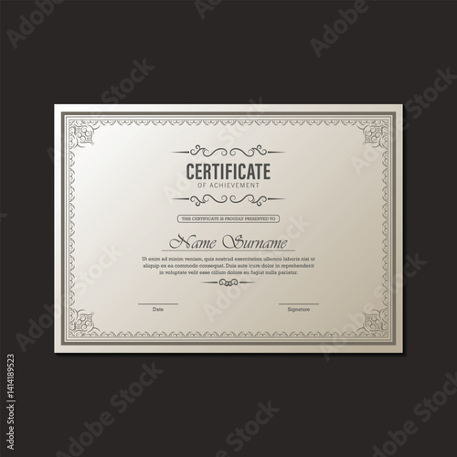 Classic certificate of achievement award template