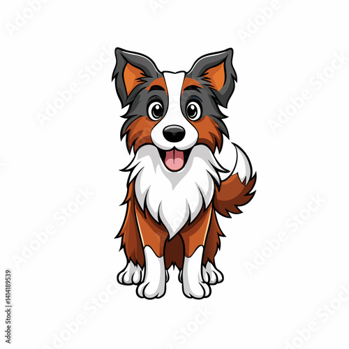 cartoon dog with red ribbon