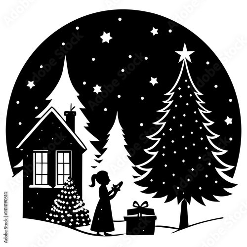 Festive Christmas vector perfect for digital crafts, cards, and holiday designs.
