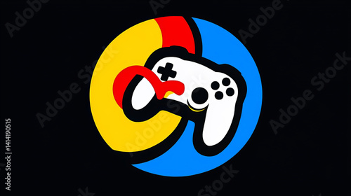 Colorful Round Logo for Video Game Company with Controller Icon