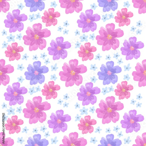  Seamless pattern floral, flowers, botanical,  garden Watercolor style. Baby shower. Baby, newborn, kids, children background, Textile, fabric, paper, clothes, greeting card design.