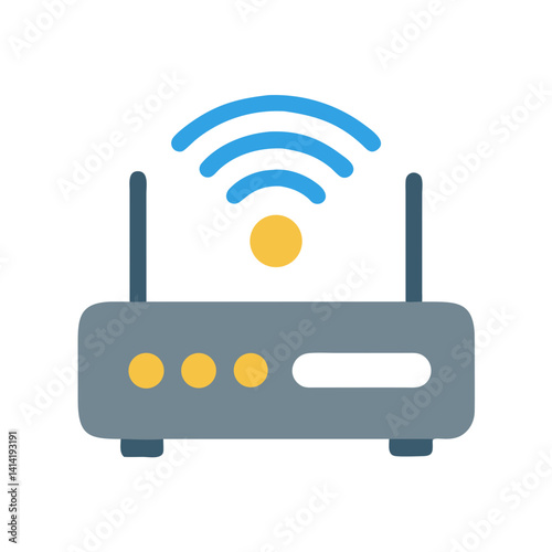 Wireless Router with Signal Transmission Icon Design