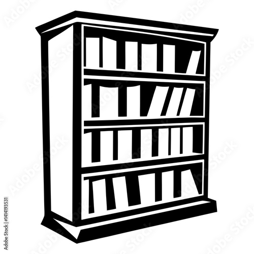 Illustration of a classic bookshelf filled with knowledge and literary treasures