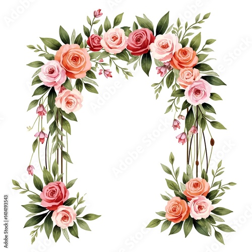 Elegant Floral Arch with Roses and Greenery for Event Decoration