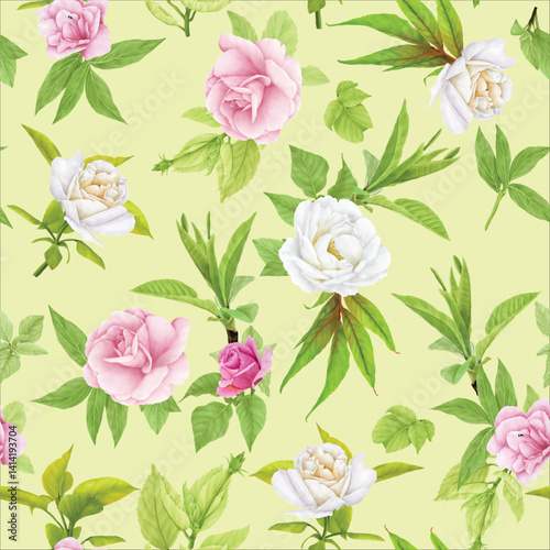 Wallpaper Mural beautiful floral leaves seamless pattern Torontodigital.ca