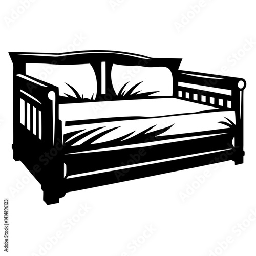 Striking Silhouette of a Classic Daybed with Decorative Pillows Design
