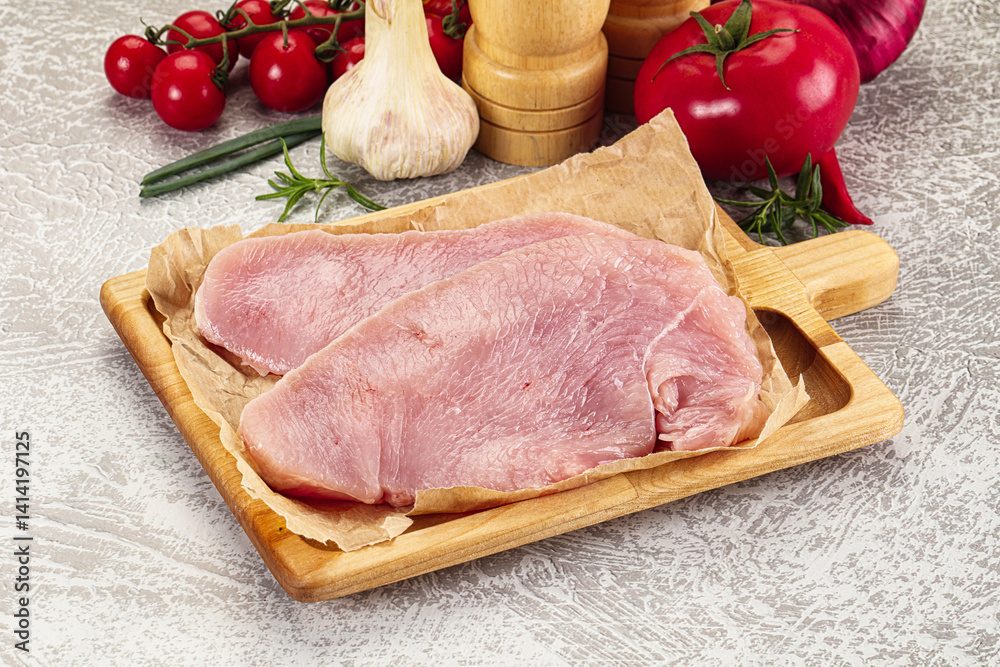 Raw uncooked turkey fillet steak