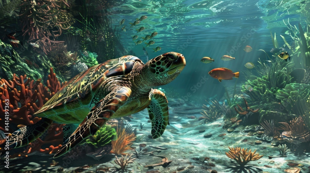 Obraz premium realistic photo of an underwater scene with corals