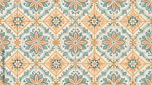 Portuguese ceramic patterns seamless moroccan mosaic spanish Minimal Vector