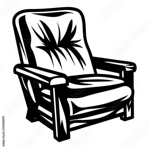 Monochrome Illustration of a Comfortable and Stylish Armchair for Relaxation