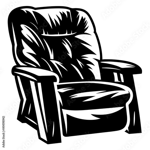 Stylized vector drawing of a comfortable armchair suitable for relaxation