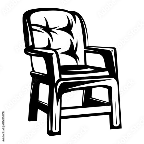Elegant armchair illustration with cushioned back and arms for comfortable seating