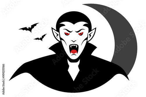 Fanged Vampire with Gothic Cape Design