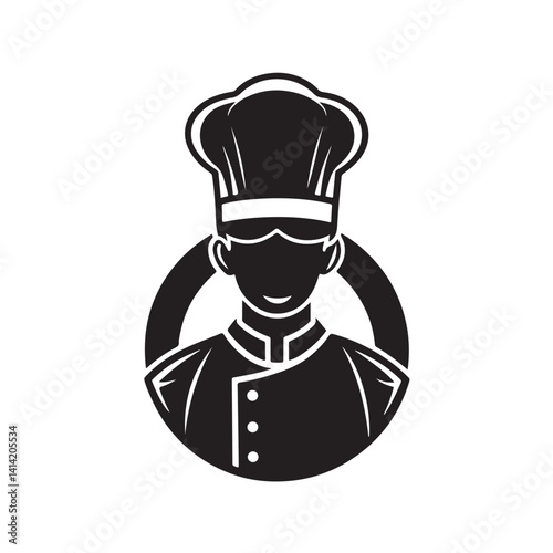 Flat Vector Illustration of Professional Cook Silhouette