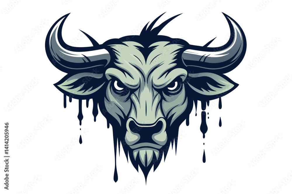 Fototapeta premium Creative Ox Head Vector with Dripping Ink