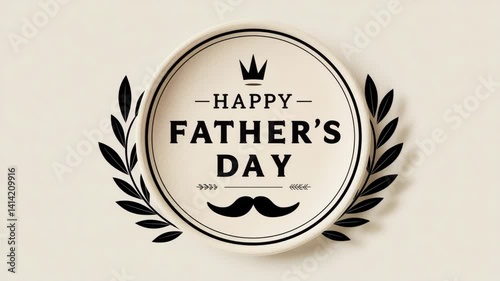 Happy Fathers Day greeting card with animated mustache and animated lettering for the greetings, Footage Happy Father's day. Animated Father's Day. Fathers day animation 4k