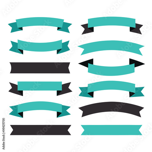 Set of Blue Ribbons Design Elements on white background