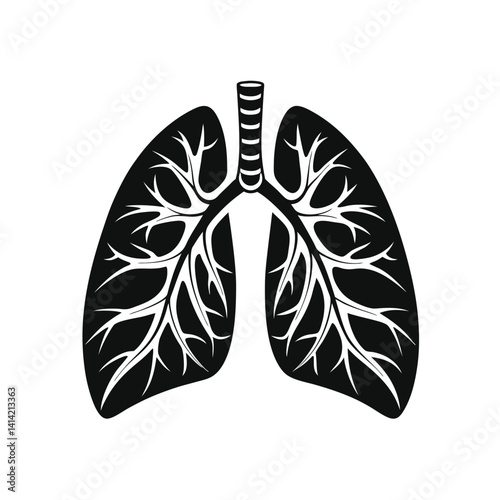 Human Lungs Vector Art & Illustration, Lungs silhouette vector icon, Human organ vector
