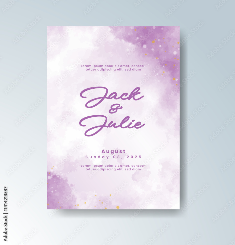Obraz premium Wedding invitation with abstract watercolor background