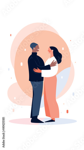 Wallpaper Mural Smiling african couple embracing each other in colorful abstract background flat vector illustration Torontodigital.ca