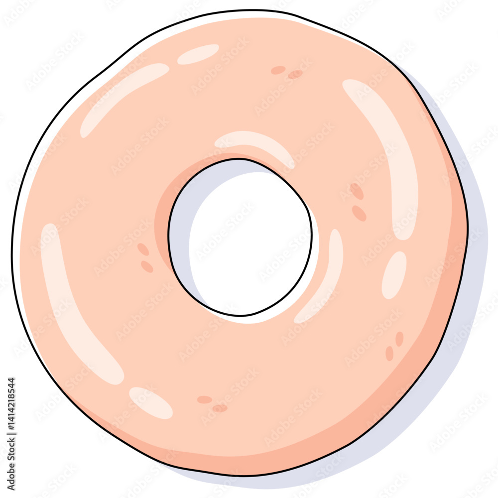 Fototapeta premium Cartoon Illustration of Donut without Topping