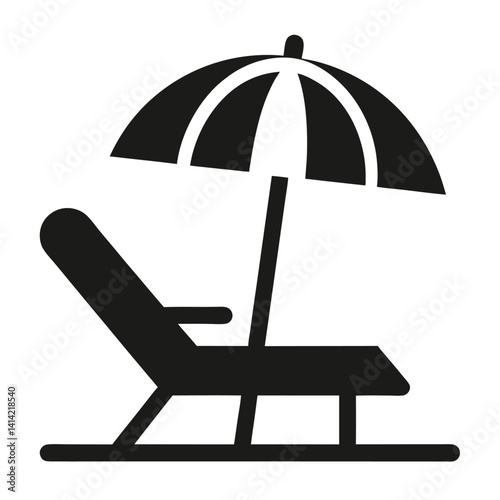 beach umbrella line icon silhouette