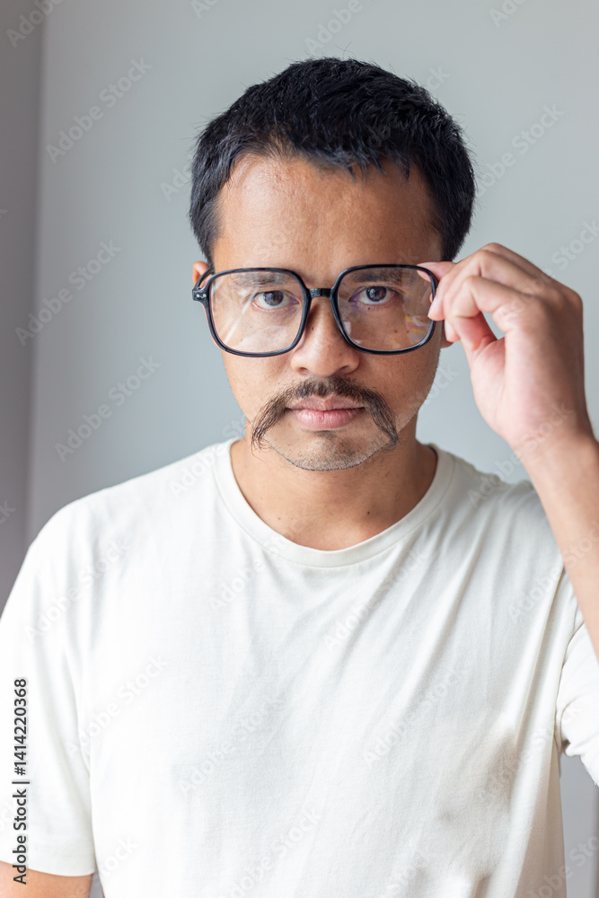 Artist mustache man facial face wear glasses goggles gentle man motion