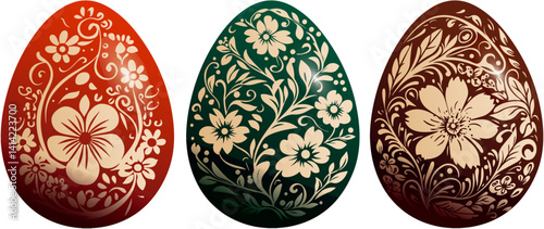 set of different easter eggs with floral ornaments - vector illustration	
