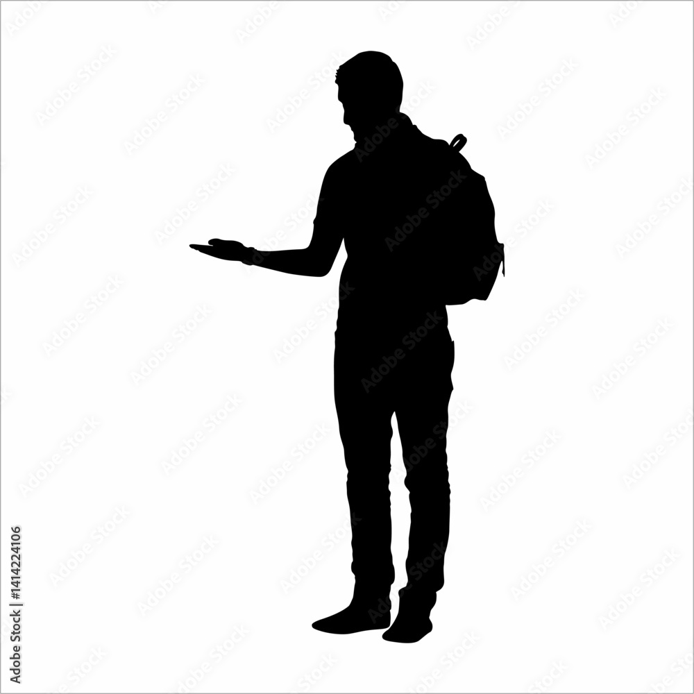 silhouette of a student wearing a backpack silhouette of a student wearing a backpack