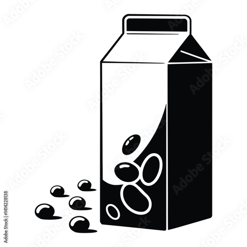 Soy Milk Silhouette, Vector, Icon, Logo, White Background.