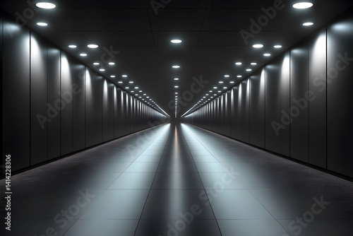 Futuristic Illuminated Corridor with Symmetrical Design for Modern Architecture Projects