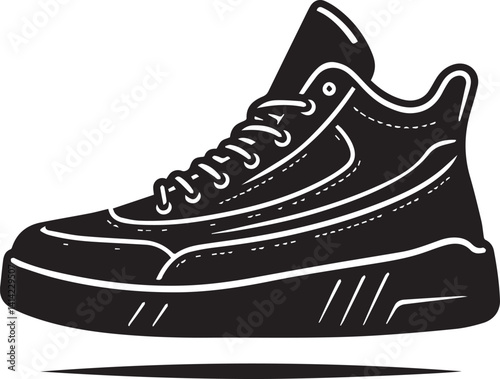 Sneakers Silhouette with Classic Athletic Shoe Design for Sportswear, Fashion, and Casual Footwear