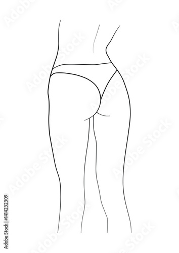 black and white drawing woman body parts butt