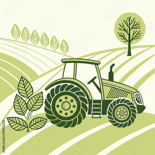 farm tractor with green grass