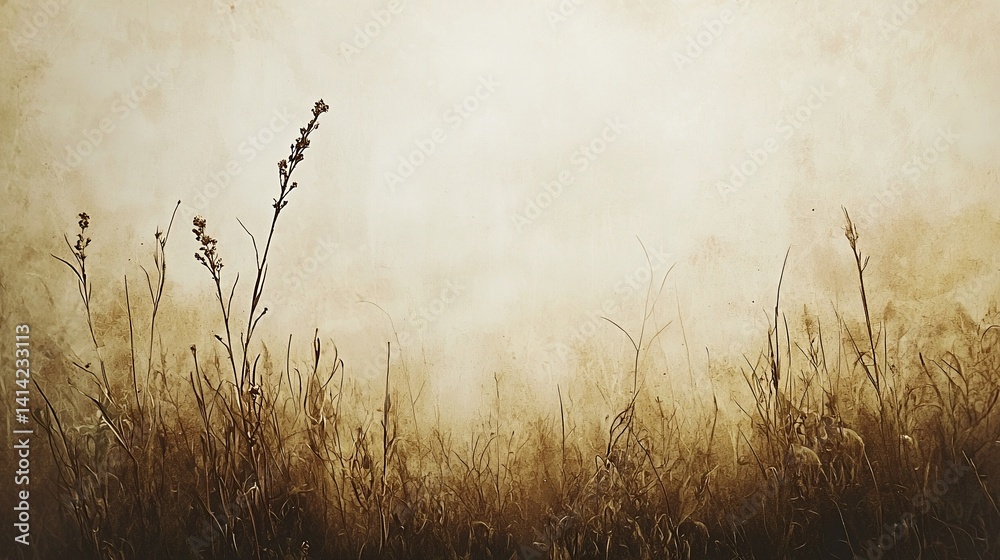 Obraz premium Lush field of tall grass under a vibrant sky with gentle breezes and warm tones of nature