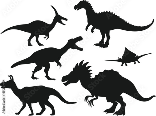Silhouettes of Various Prehistoric Dinosaurs