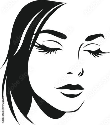 Elegant Black and White Woman's Face Silhouette