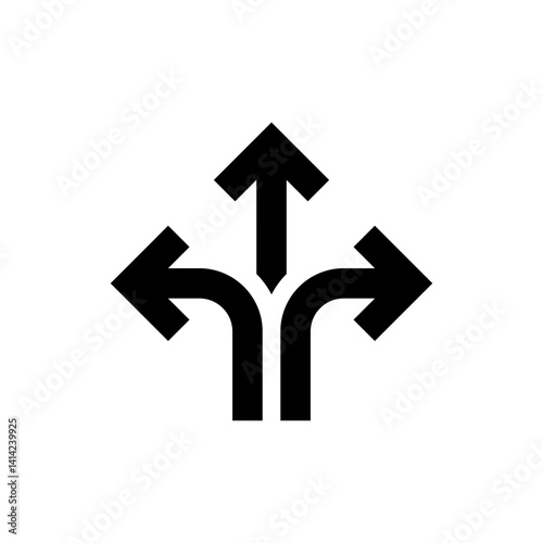 Wallpaper Mural Three-way direction arrow icon isolated on white background. Crossroads sign symbol Torontodigital.ca
